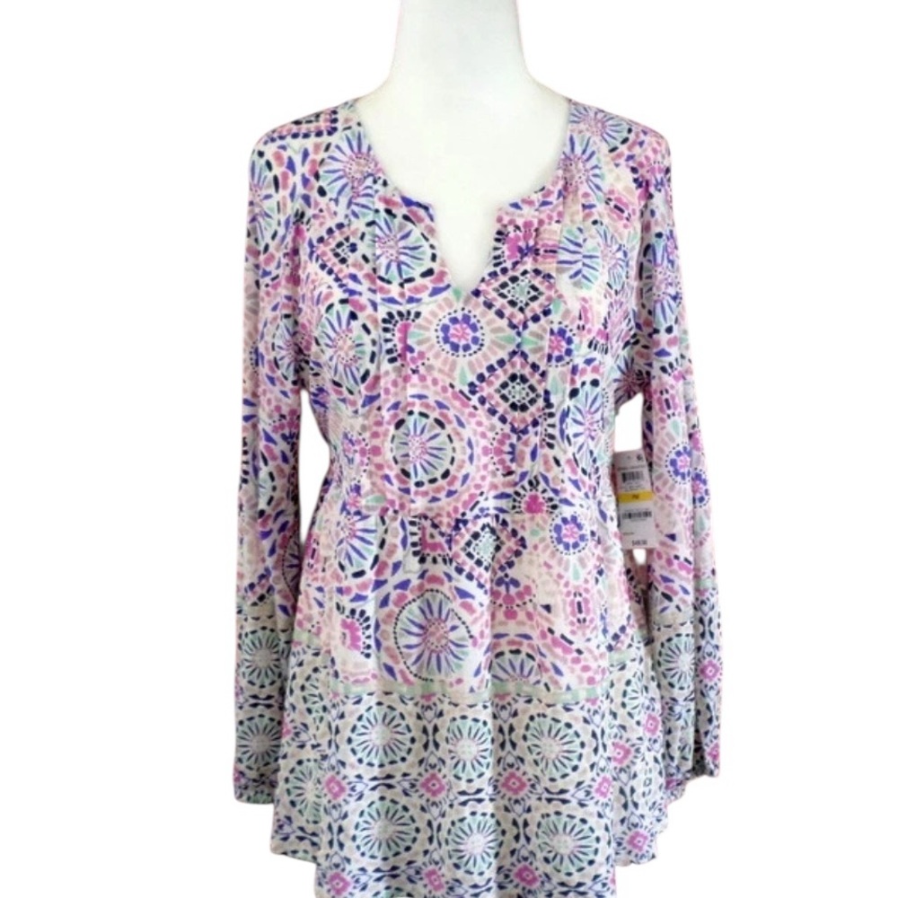 Style & Co. Pink and Purple Geometric Patterns Sz L